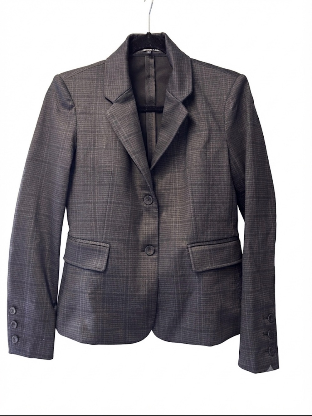 Amanda & Chelsea Charcoal Plaid Tailored Blazer